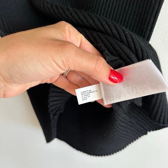 Banana Republic Best Ribbed Short Sleeve Turtleneck Pullover Sweater Black L NWT - Picture 7 of 8